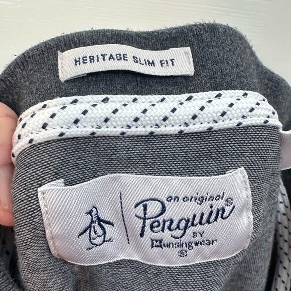 Original Penguin Munsingwear Heritage Slim Fit Polo Sz XL Grey Cotton - Picture 4 of 6